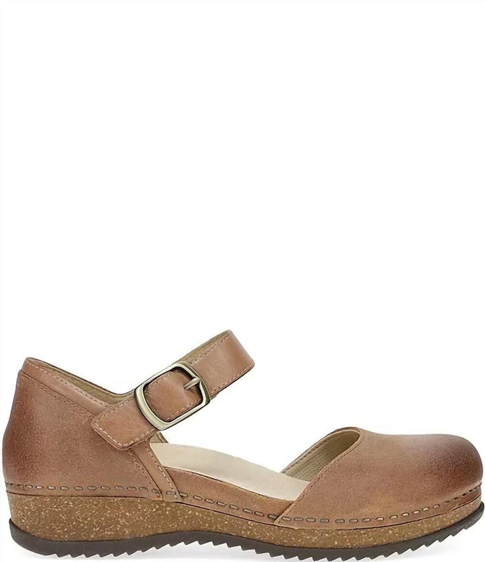 NEW DANSKO women's mae burnished suede mary jane clogs in tan